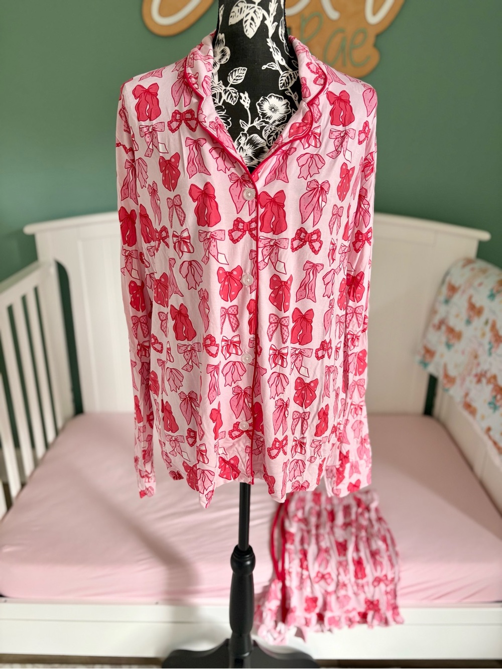 In My Jammers XL Valentine’s Day bow luxe pajamas